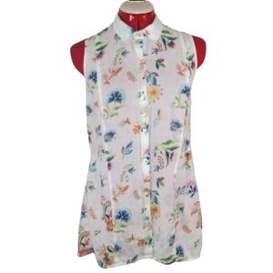 J.Jill Floral Peplum Sleeveless Blouse Sz XSP